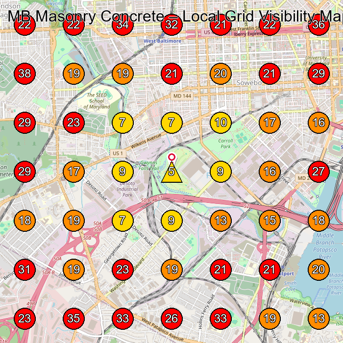 MB Masonry Concrete GeoGrid visibility map for Concrete Contractor in None